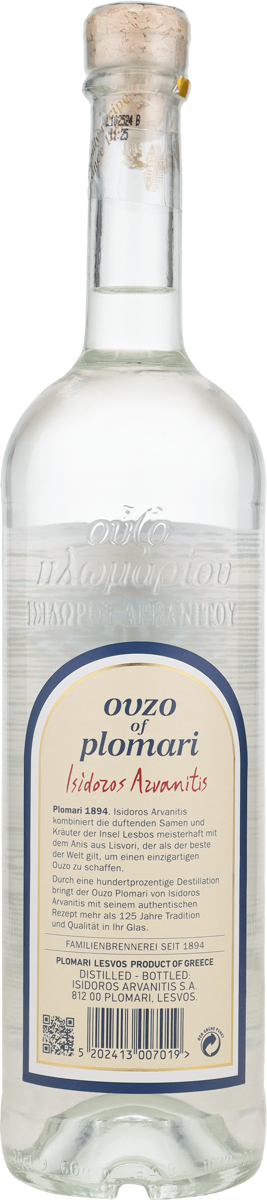 Ouzo Plomari 40% vol. Griech.Aperitiv mit Anis 0,7 l