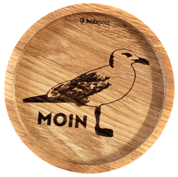 Holzpost Untersetzer aus Eiche "MOIN MÖWE" Stk.