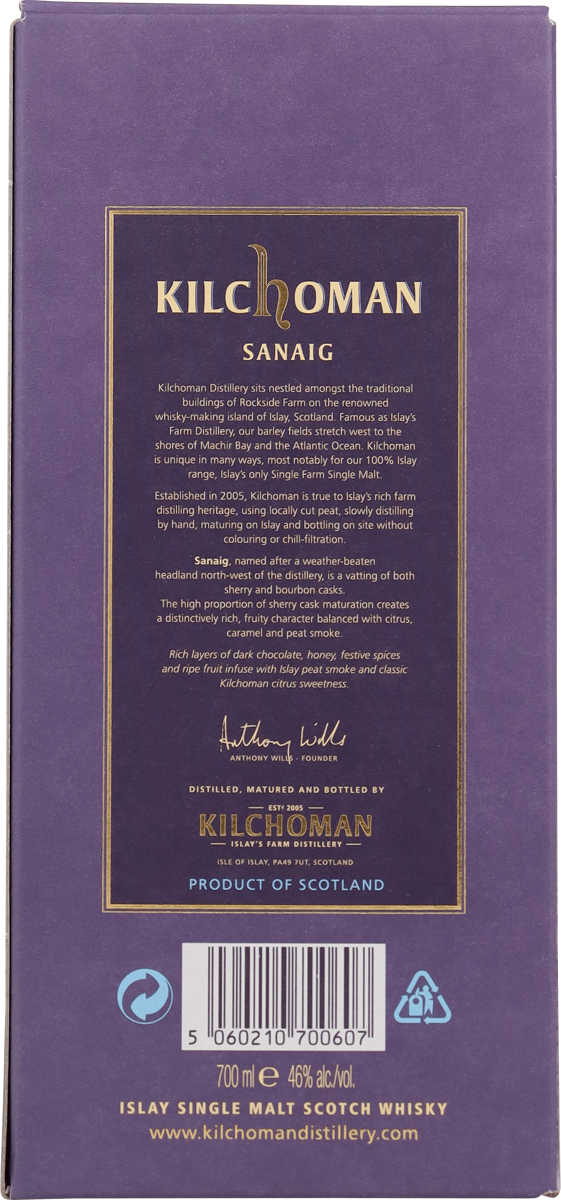 Kilchoman Sanaig 46%vol.  Islay Single Malt Whisky 0,7 l