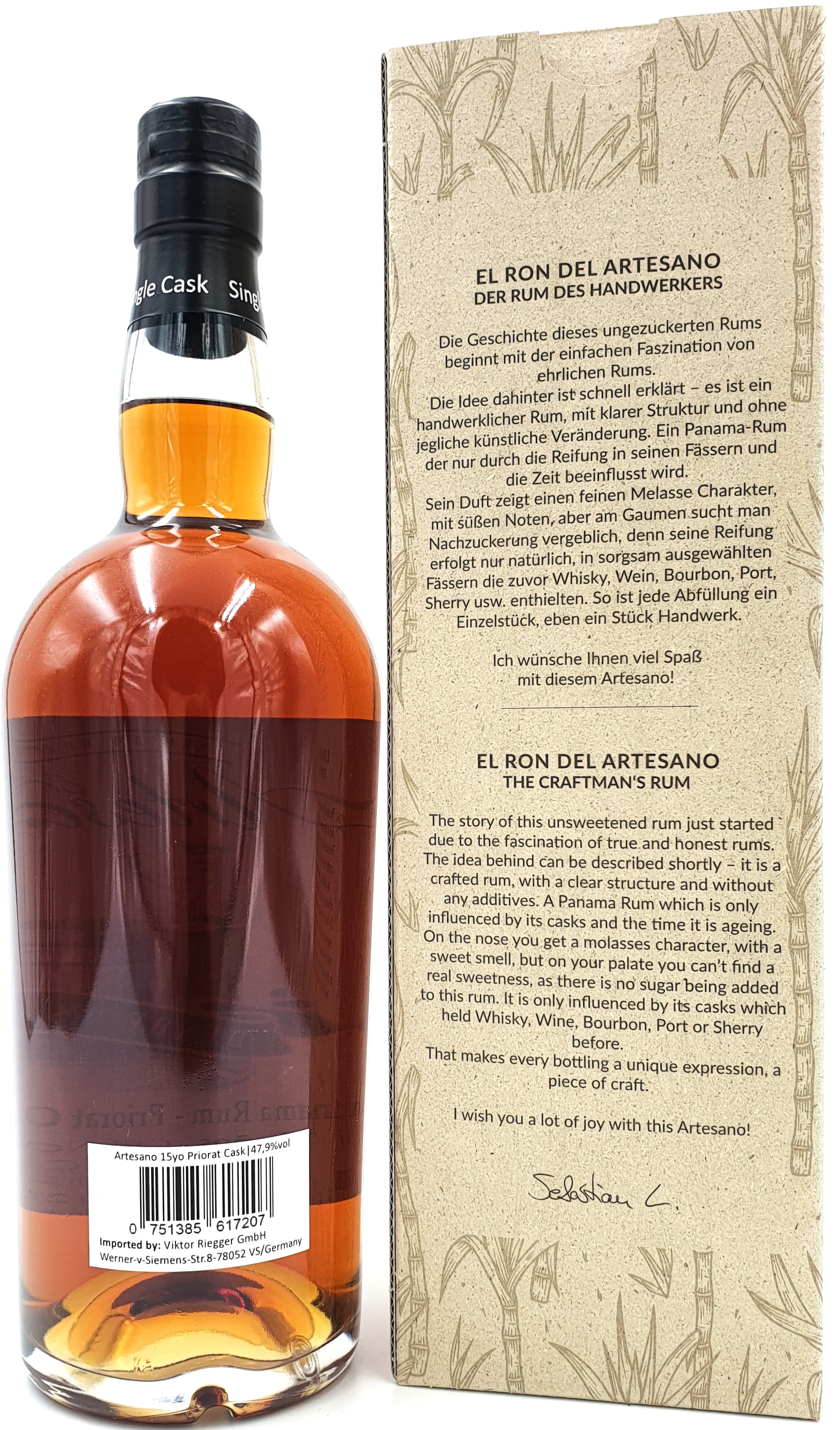 Ron Artesano 15yo Priorat Rotwein Cask 47,9%vol. 0,7l