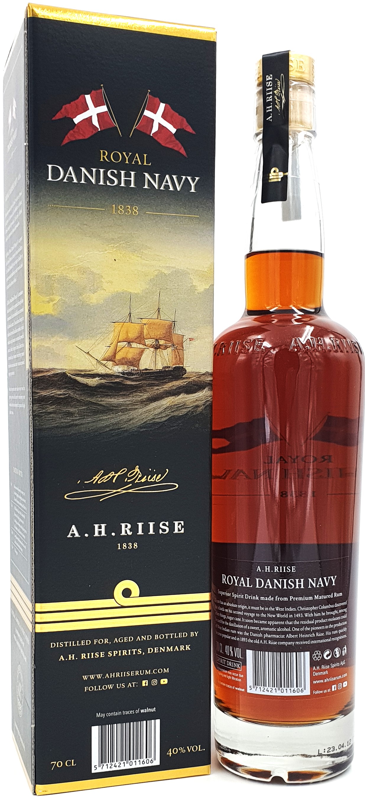 A.H.Riise Royal Danish Navy Rum 40% vol. British Virgin Islands 0,7 l