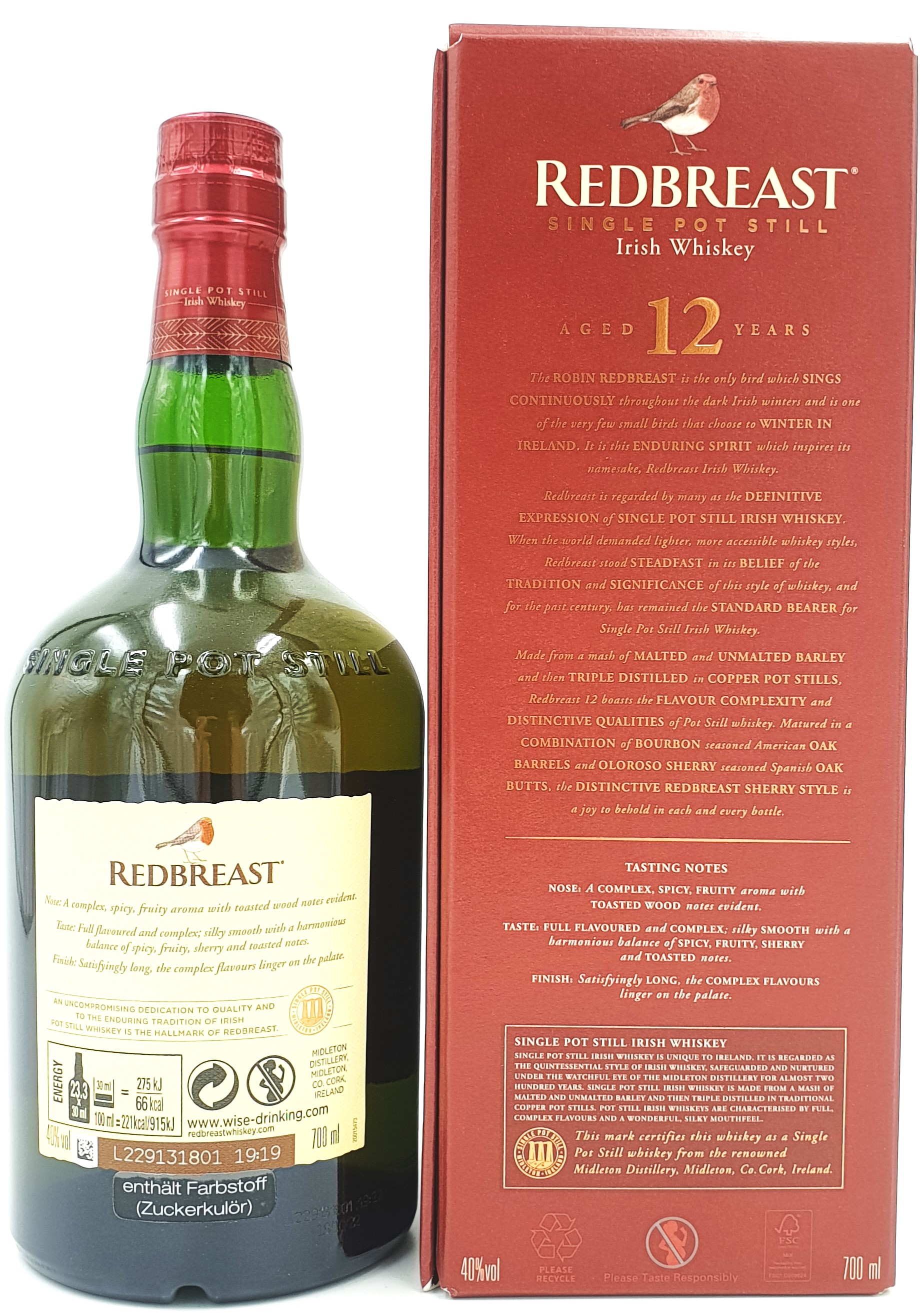 Redbreast Single Pot Still Irish Whiskey 12 Jahre 40% vol. 0,7l