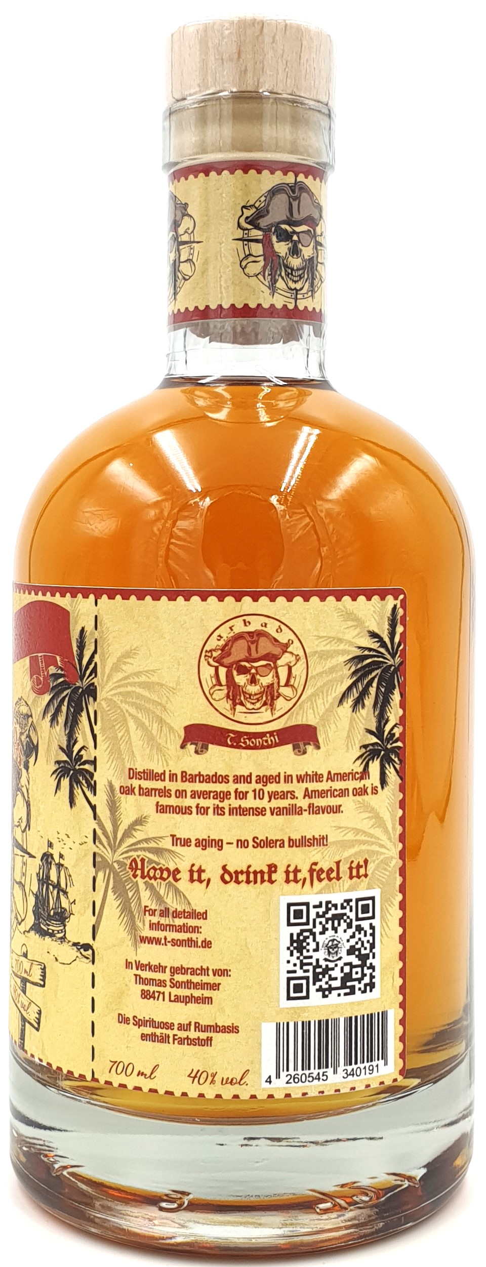 T.Sonthi Have it, drink it, feel it! Barbados Rum 10 Jahre 40% vol. 0,7l
