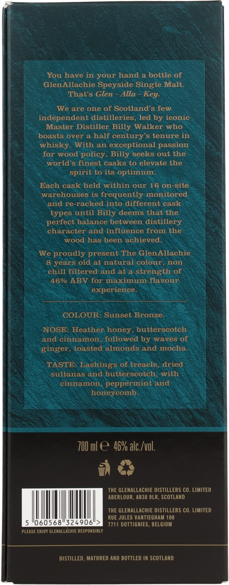 GlenAllachie 8 Jahre Single Speyside Malt 46 % Vol.  0,7 l