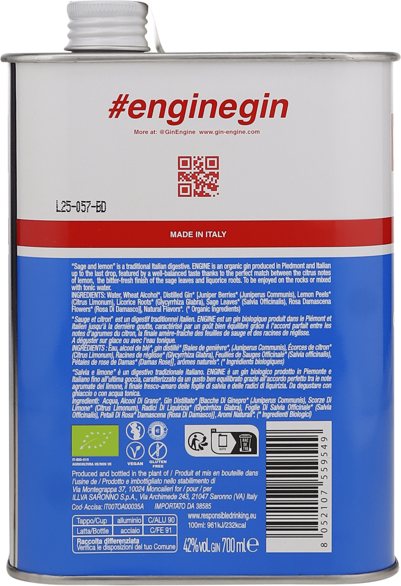 Engine Organic Gin aus Italien 42% 0.7l