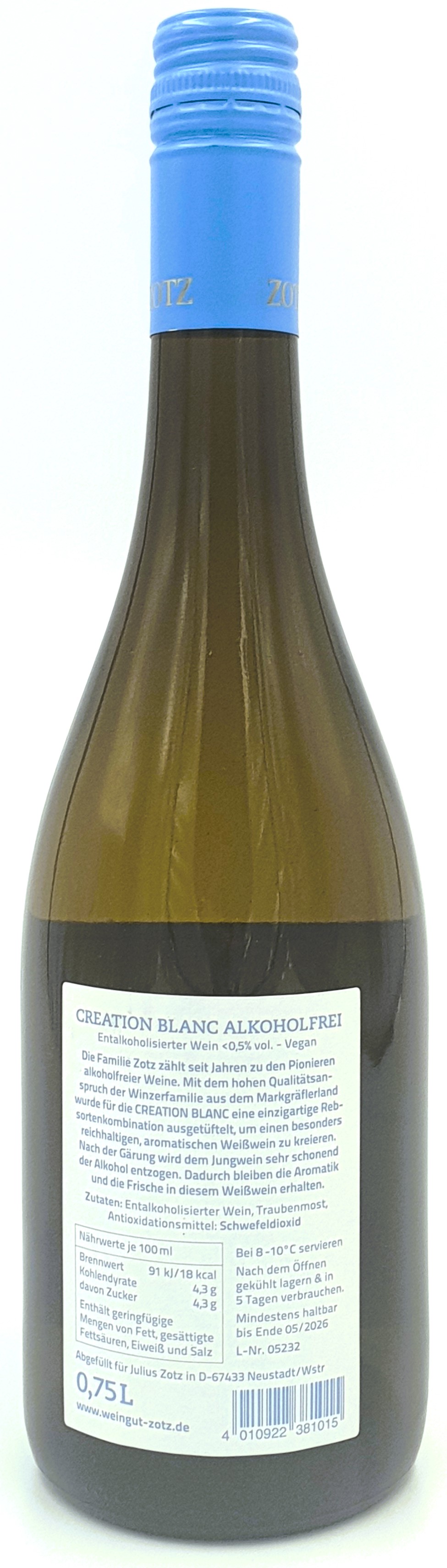 Julius Zotz Creation Blanc Alkoholfrei Markgräflerland Baden 0,75l