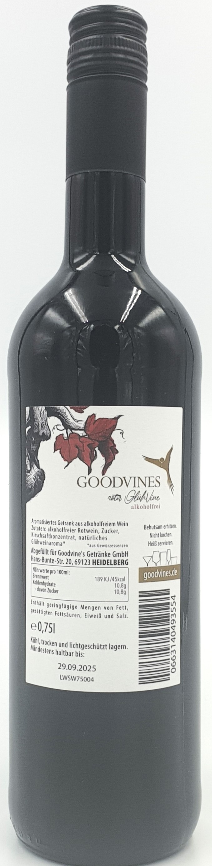 Goodvines Roter GlühVine alkoholfrei 0,75 l