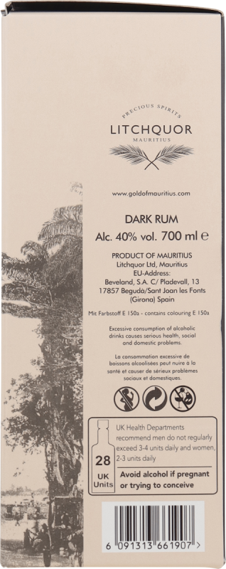 Gold of Mauritius Dark Rum 40%vol 0,7L