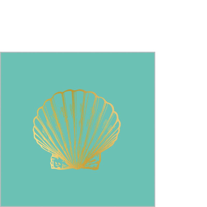 PPD Design Serviette "Golden Shell aqua" 12,5x12,5cm Stk.