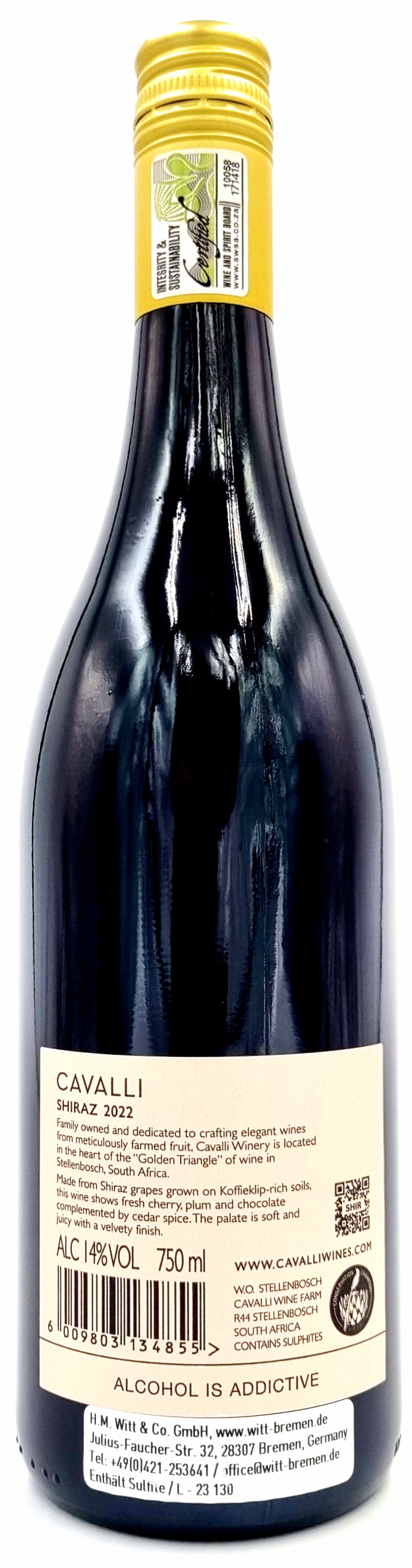 Cavallil Estate Shiraz Stellenbosch Südafrika 0,75l