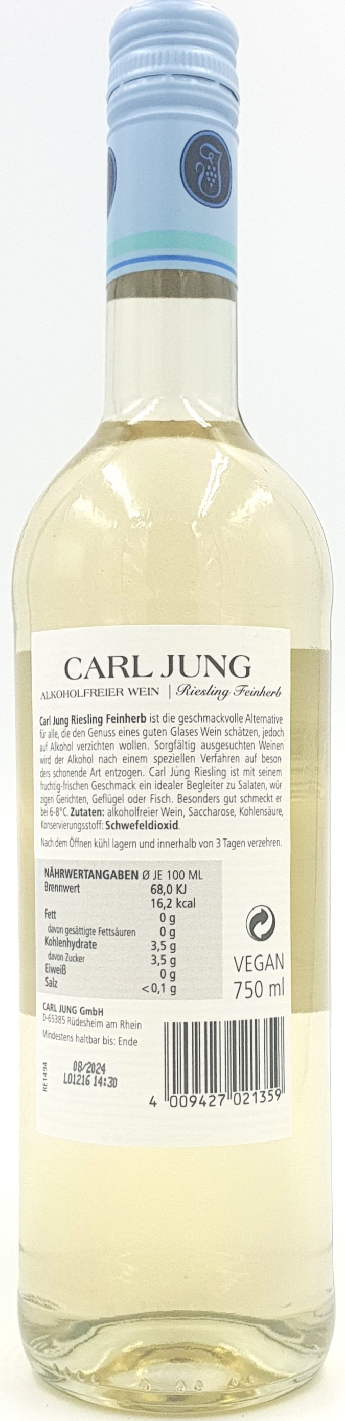 Carl Jung Riesling feinherb Alkoholfrei 0,75 l