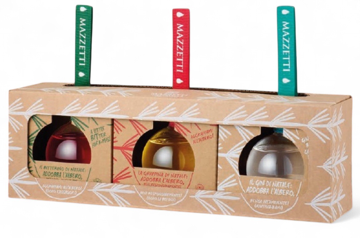 Mazzetti Confezione "3 Palline di Natale" 3er Weihnachts-Geschenkbox 40% vol. 0,3 l