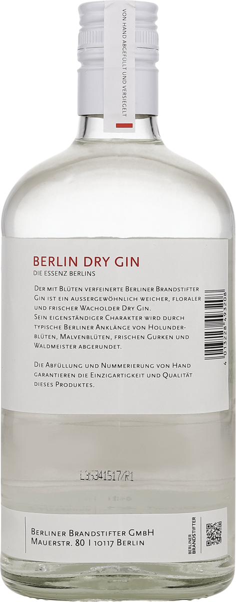 Berliner Brandstifter -Berliner Dry Gin 43,3% vol. 0,7l