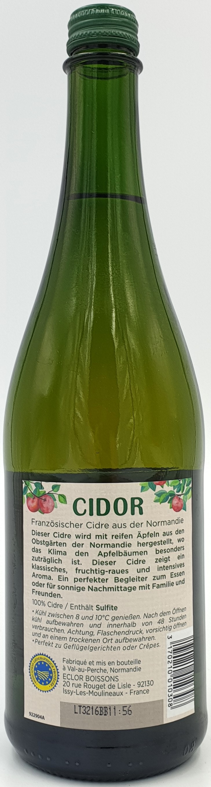 Cidor Cidre Bouché Brut de Normandie Apfelwein Frankreich 0,75 l