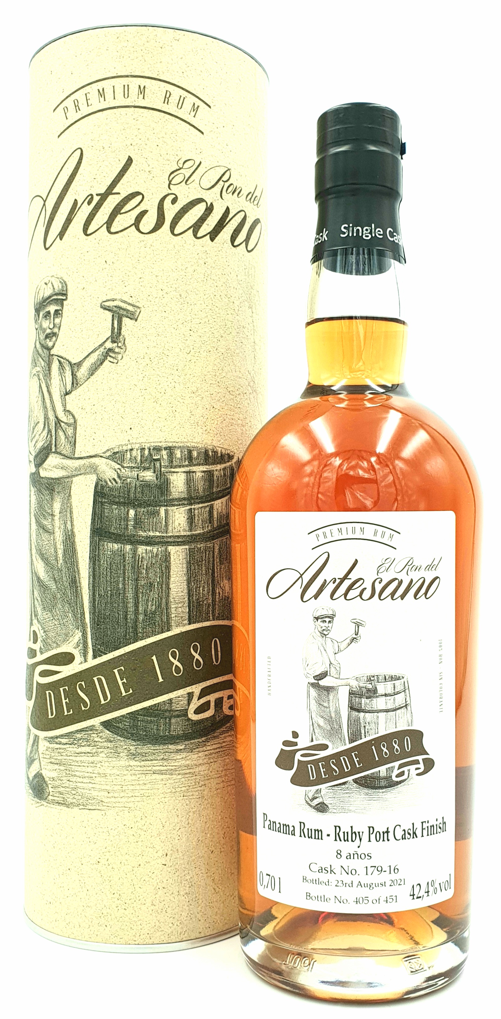 Ron Artesano 8yo Ruby Port Cask Finish Panama Rum 42,4% vol. 0,7l