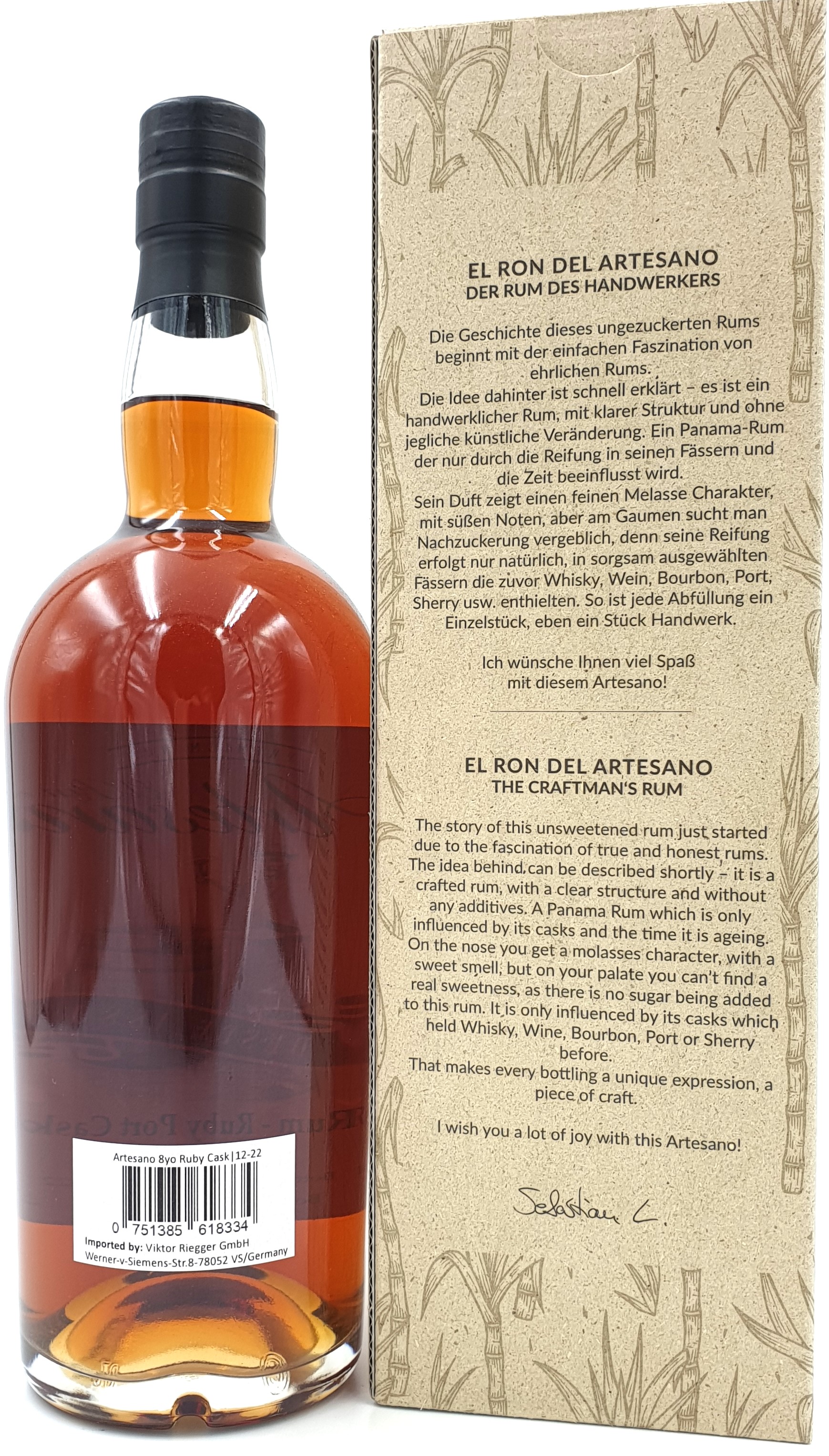 Ron Artesano 8yo Ruby Port Cask Finish Panama Rum 42,4% vol. 0,7l