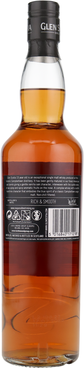 Glen Scotia 15 Jahre 46%vol. American Oak Barrels, Single Malt Whisky 0,7 l