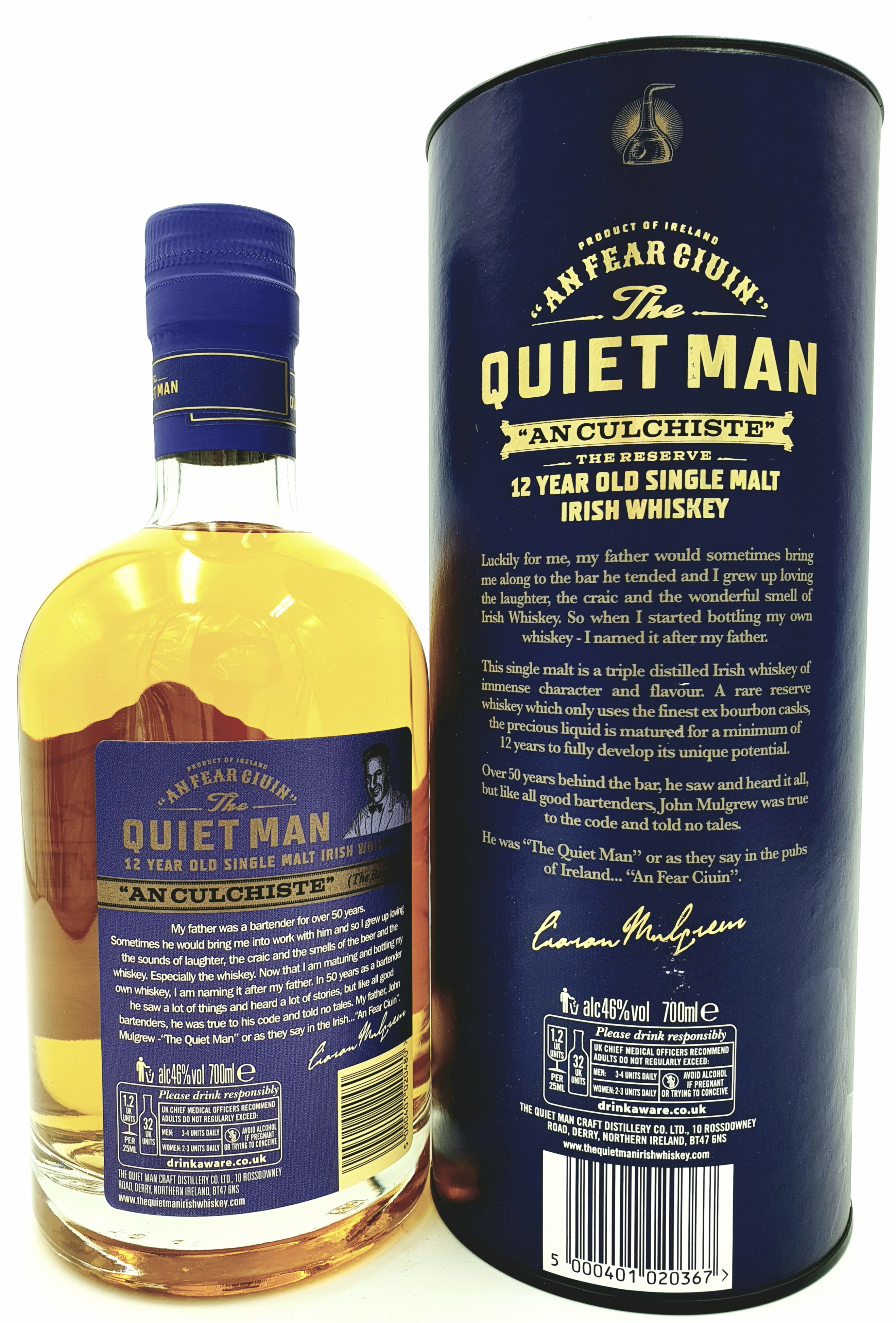 Quiet Man 12 Jahre Irish Single Malt Whiskey 46% vol. 0,7 l