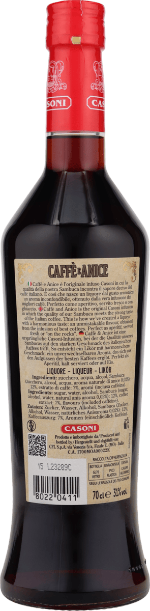 Sambuca al Cafe Casoni 31% vol. italienischer Anislikör mit Kaffee 0,7 l