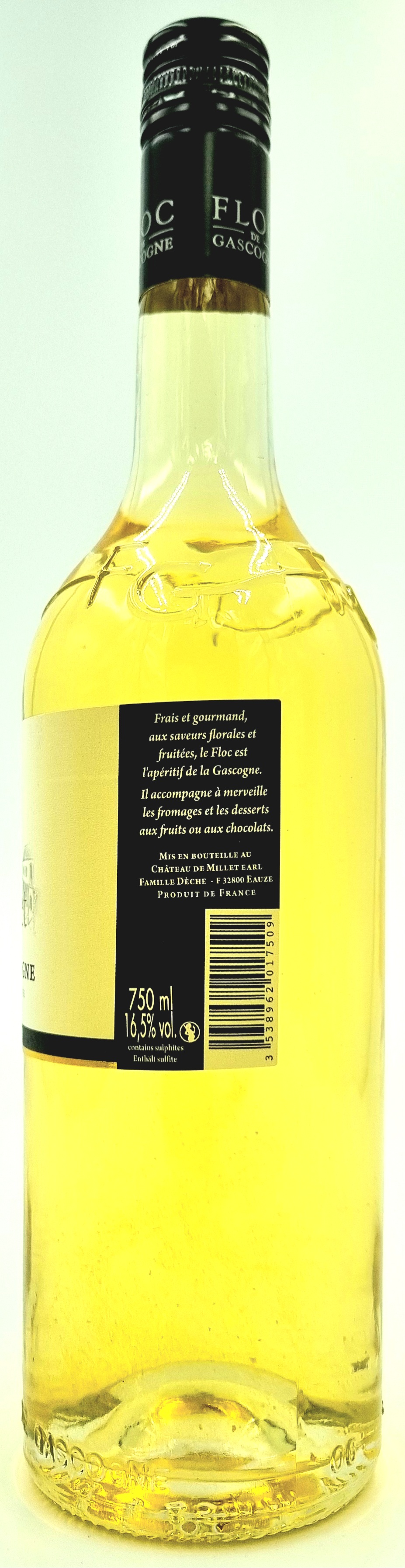 Domaine de Millet Floc de Gascogne Blanc süßer Vin de Liquer 16,5 % vol. Côtes de Gascogne 0,75 l