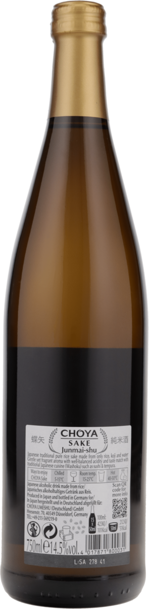 Choya Sake aus Japan 14,5% vol .0,75l