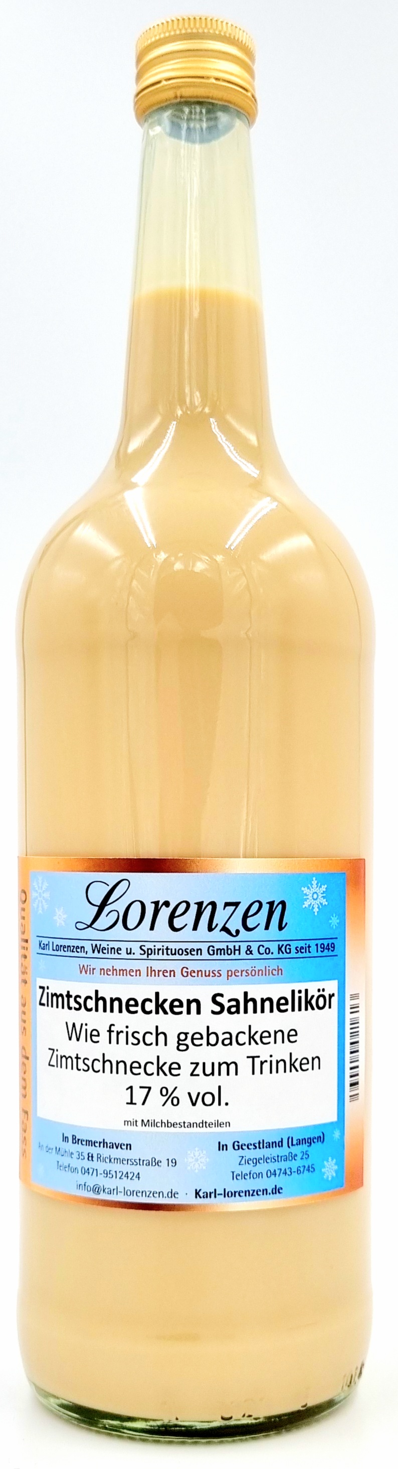 Zimtschnecken Sahnelikör 17% vol. lose vom Fass "Nur im Winter erhältlich"