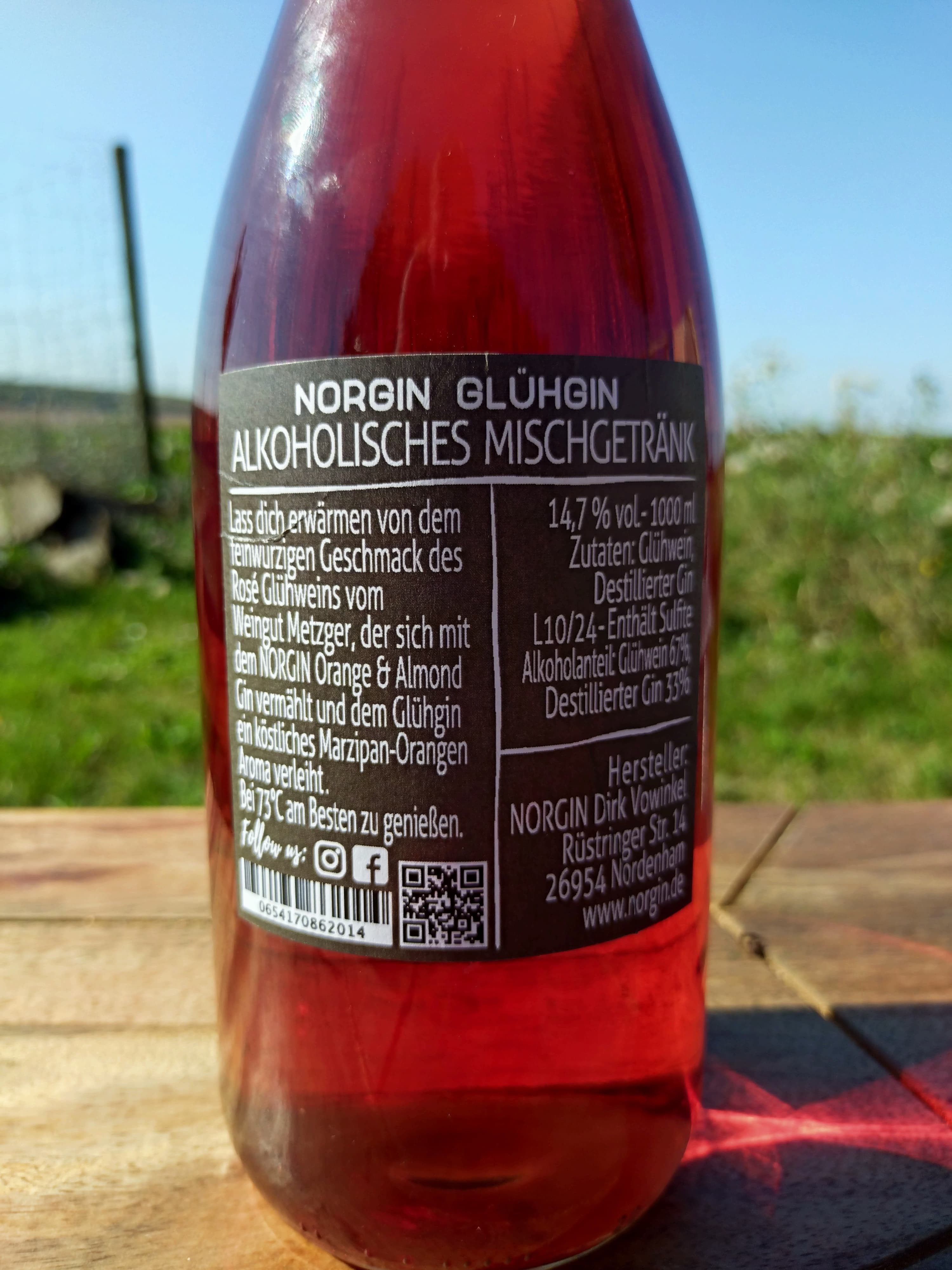 NORGIN GLÜHGIN Rosé Glühwein mit Orange & Almond Gin 14,7% vol. 1,0 l