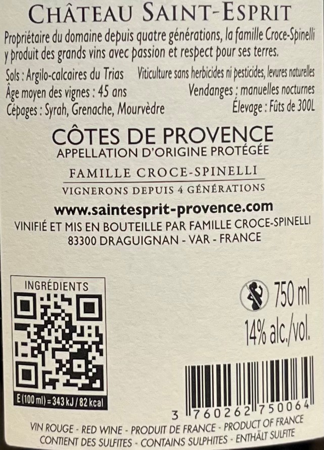 Château Saint-Esprit Nebra AOC Côtes de Provence Frankreich 0,75 l