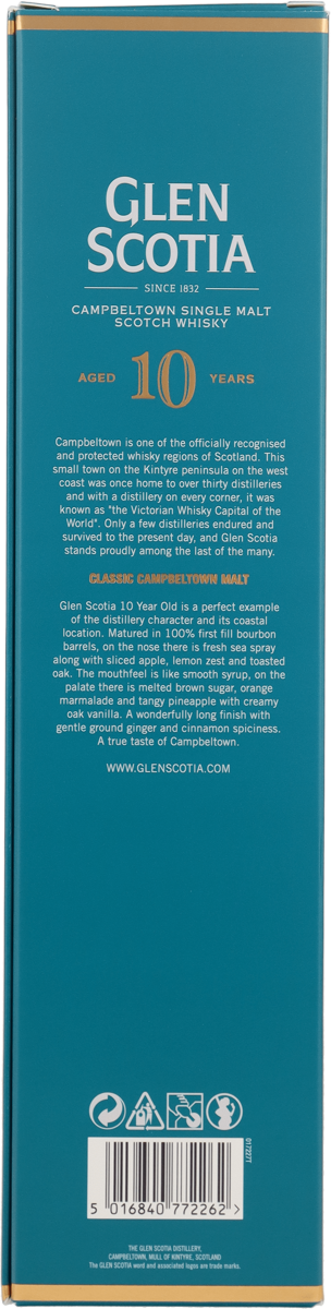 Glen Scotia 10 Jahre Unpeated 40% vol. Campbeltown Single Malt Whilsky 0,7l