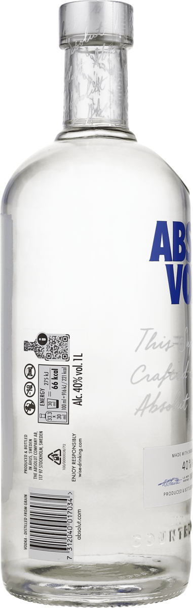 Absolut Vodka Blue  40% vol. Country of Sweden 1,0 l