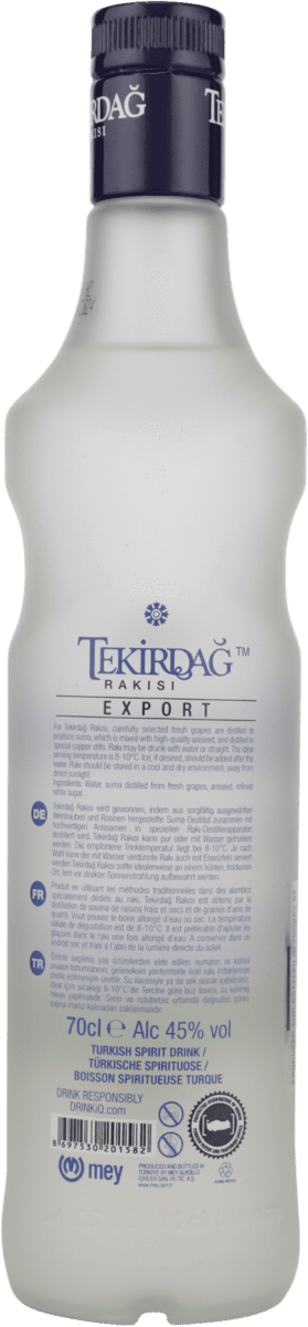 Tekirdag Rakisi 45% vol. Türkischer Raki (Anis) 0,7l