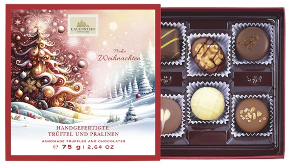 Lauenstein Confiserie Weihnachten Trüffel- und Pralinenauslese 6-fach sortiert mit Alkohol 75 g
