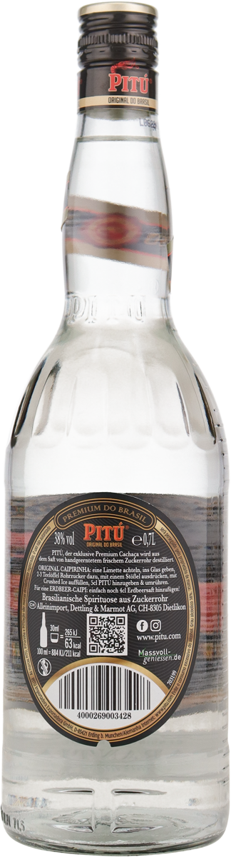 Pitu Cachaca 38% vol. Brasilianischer Zuckerrohrbrand 0,7 l
